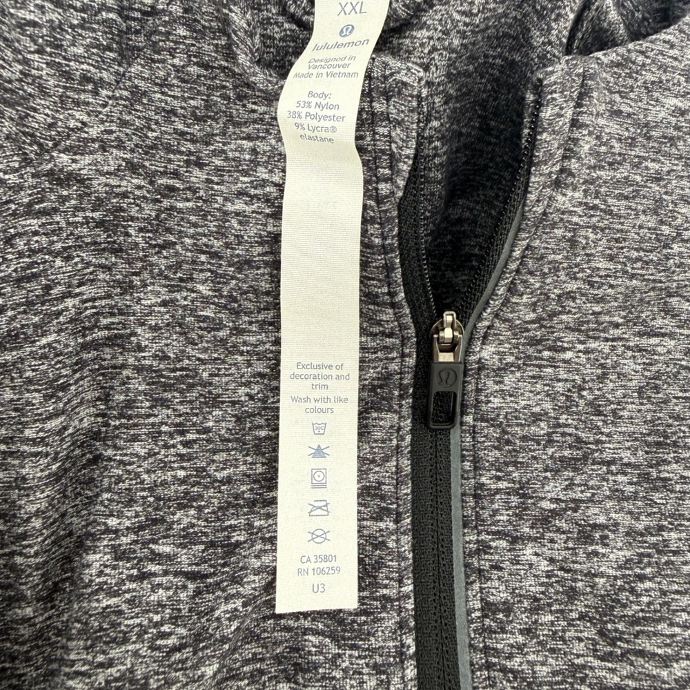 Lululemon Mens XXL Heathered Grey Space Dye Half Zip Hoodie Pullover Activewear - Picture 8 of 9